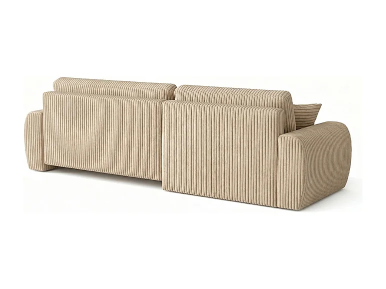 ARIEL L – Canapé d’angle gauche convertible 250x142x87 cm, tissu Velo 22  crème