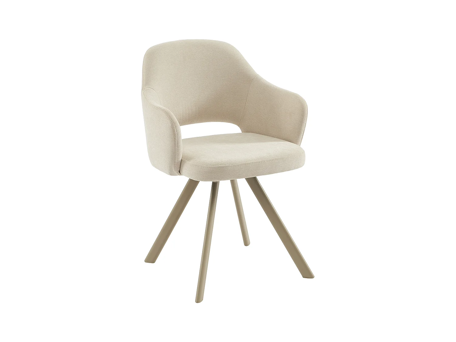 Lot de 6 chaises pivotantes en tissu tweed et métal beige - Crème - RASEMA