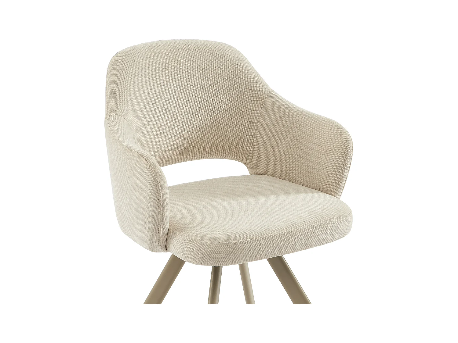 Lot de 6 chaises pivotantes en tissu tweed et métal beige - Crème - RASEMA