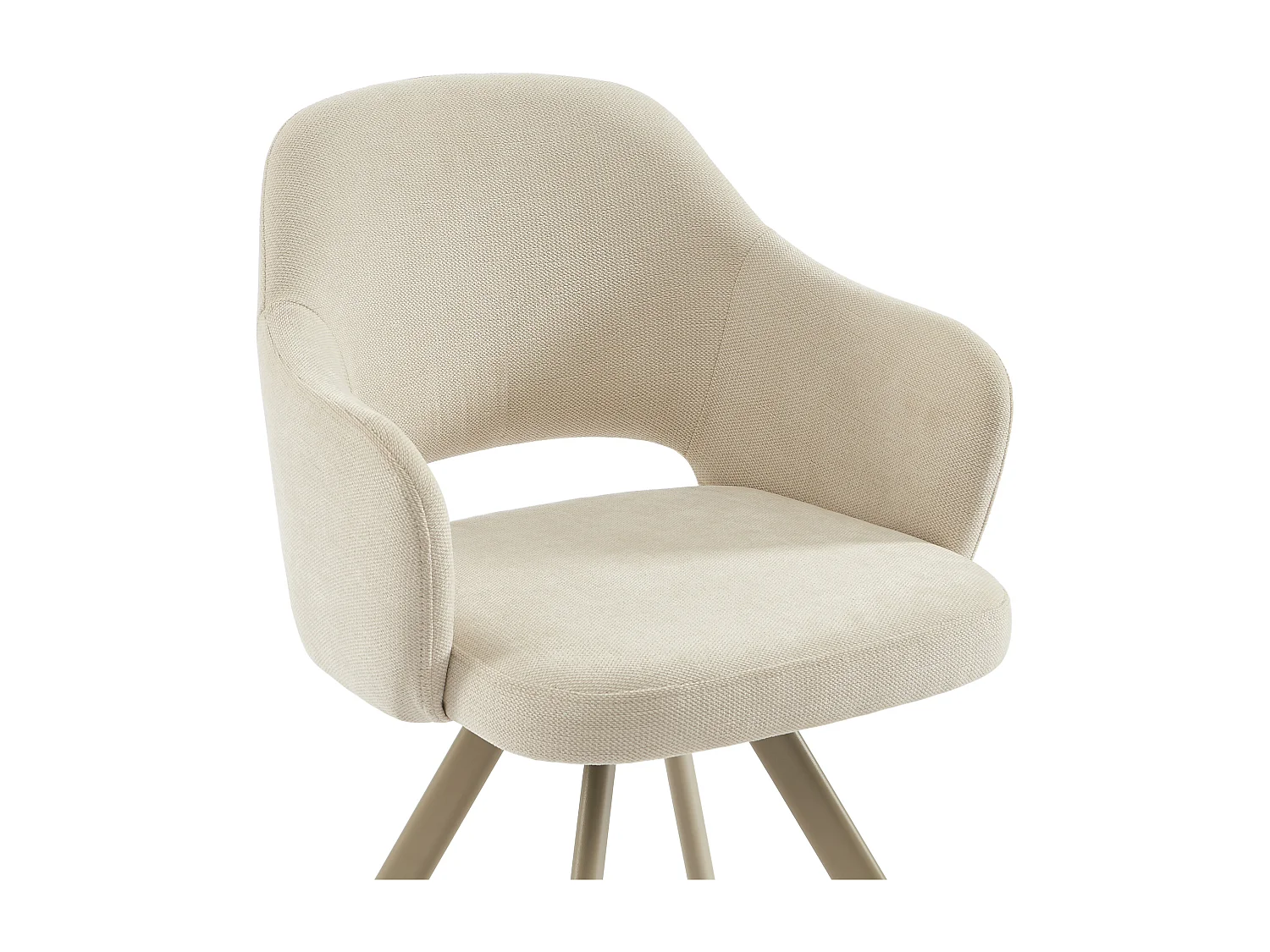 Lot de 6 chaises pivotantes en tissu tweed et métal beige - Crème - RASEMA