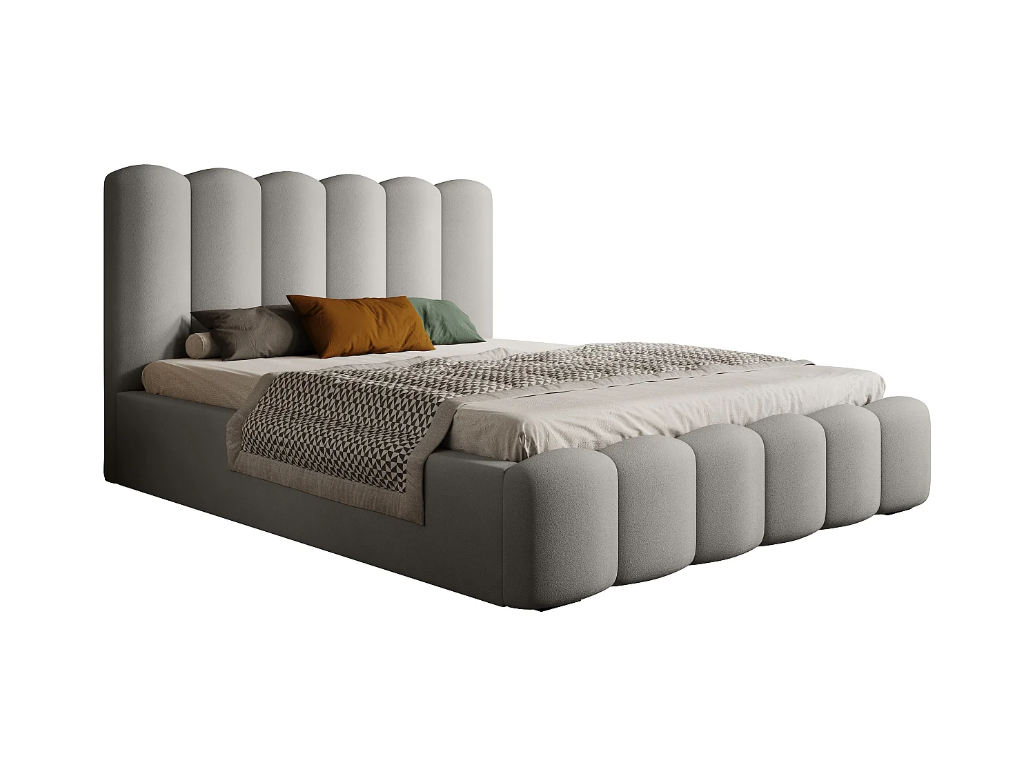 BESILIO Gestoffeerd bed met opbergruimte en lattenbodem 180x200 Tessa – fluwelen slaapkamerbed – Lichtgrijs