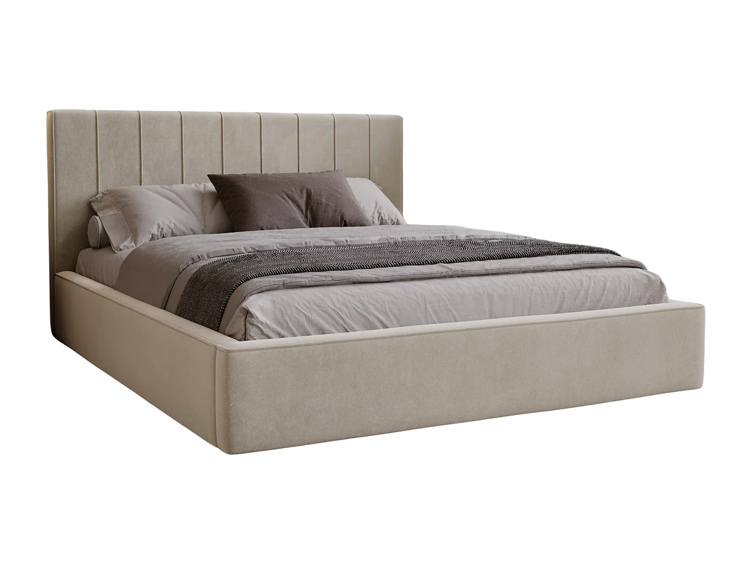BESILIO Stilvolles Polsterbett 120x200 Persea – Metallrahmen, Bettkasten, dekorative Paspel – Beige