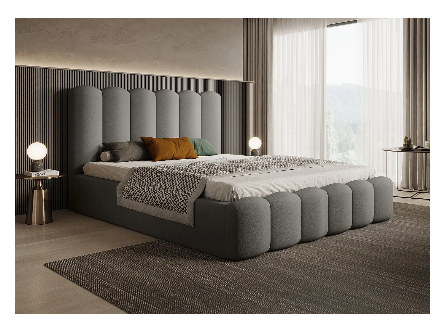 BESILIO Gestoffeerd bed met opbergruimte en lattenbodem 140x200 Tessa – fluwelen slaapkamerbed – Grijs