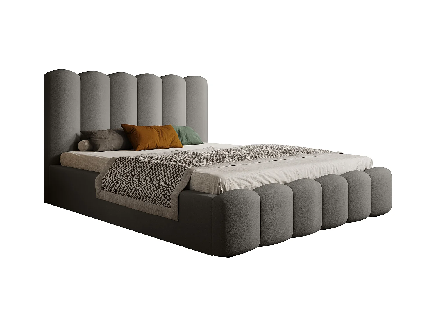 BESILIO Gestoffeerd bed met opbergruimte en lattenbodem 140x200 Tessa – fluwelen slaapkamerbed – Grijs