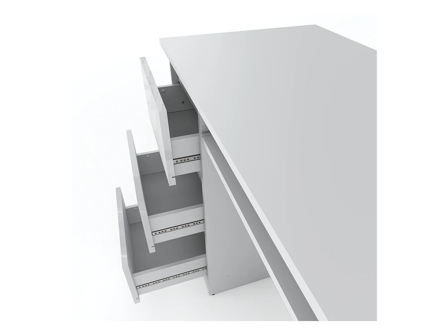 Bureau d’ordinateur -scolaire - gaming à 3 tiroirs –  Blanc brillant 90x50x77 cm