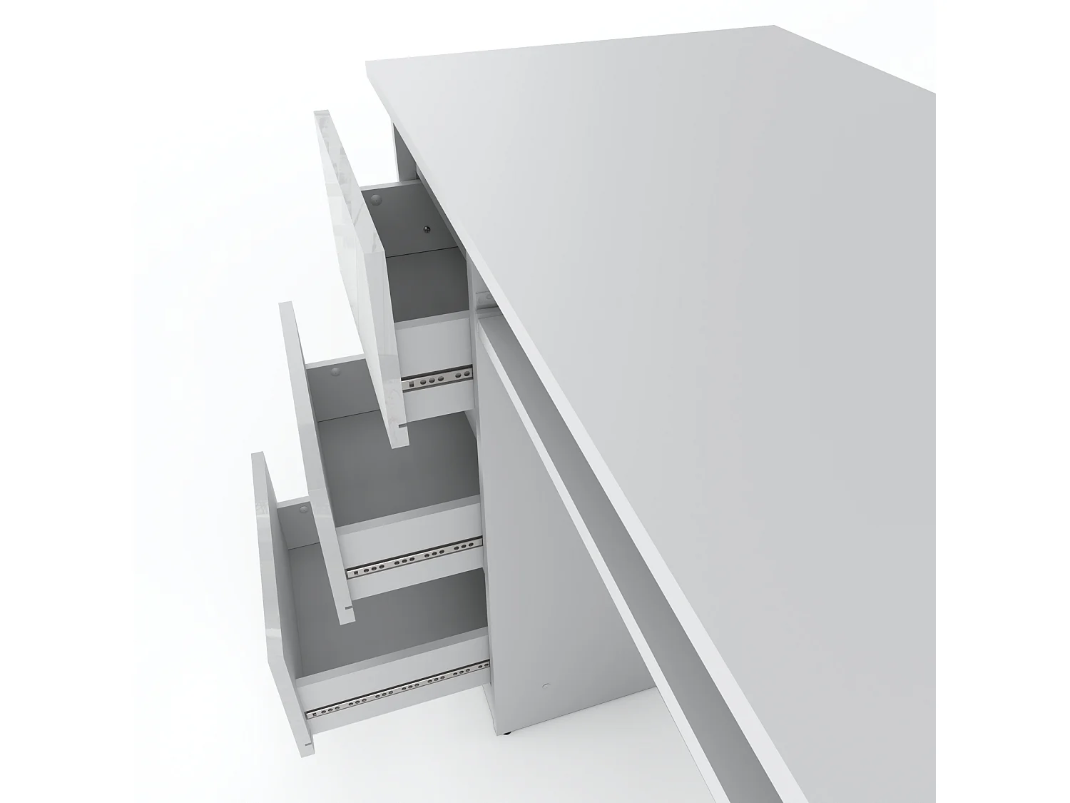 Bureau d’ordinateur -scolaire - gaming à 3 tiroirs –  Blanc brillant 90x50x77 cm