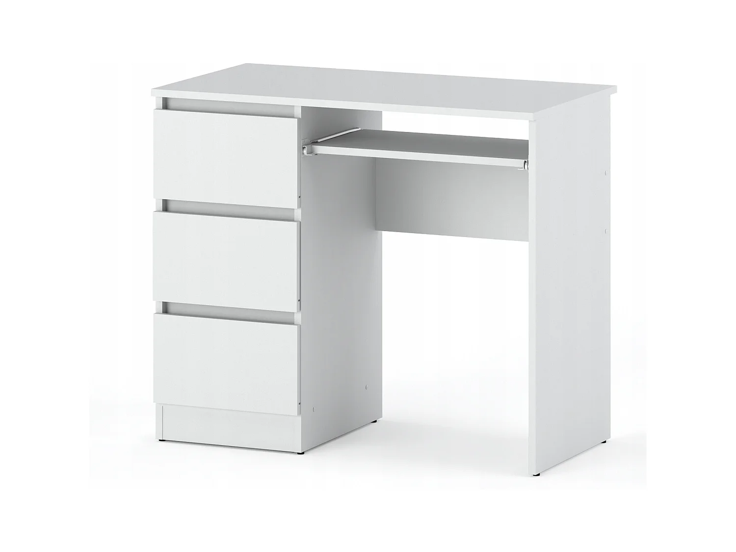 Bureau d’ordinateur -scolaire - gaming à 3 tiroirs –  Blanc mat 90x50x77 cm