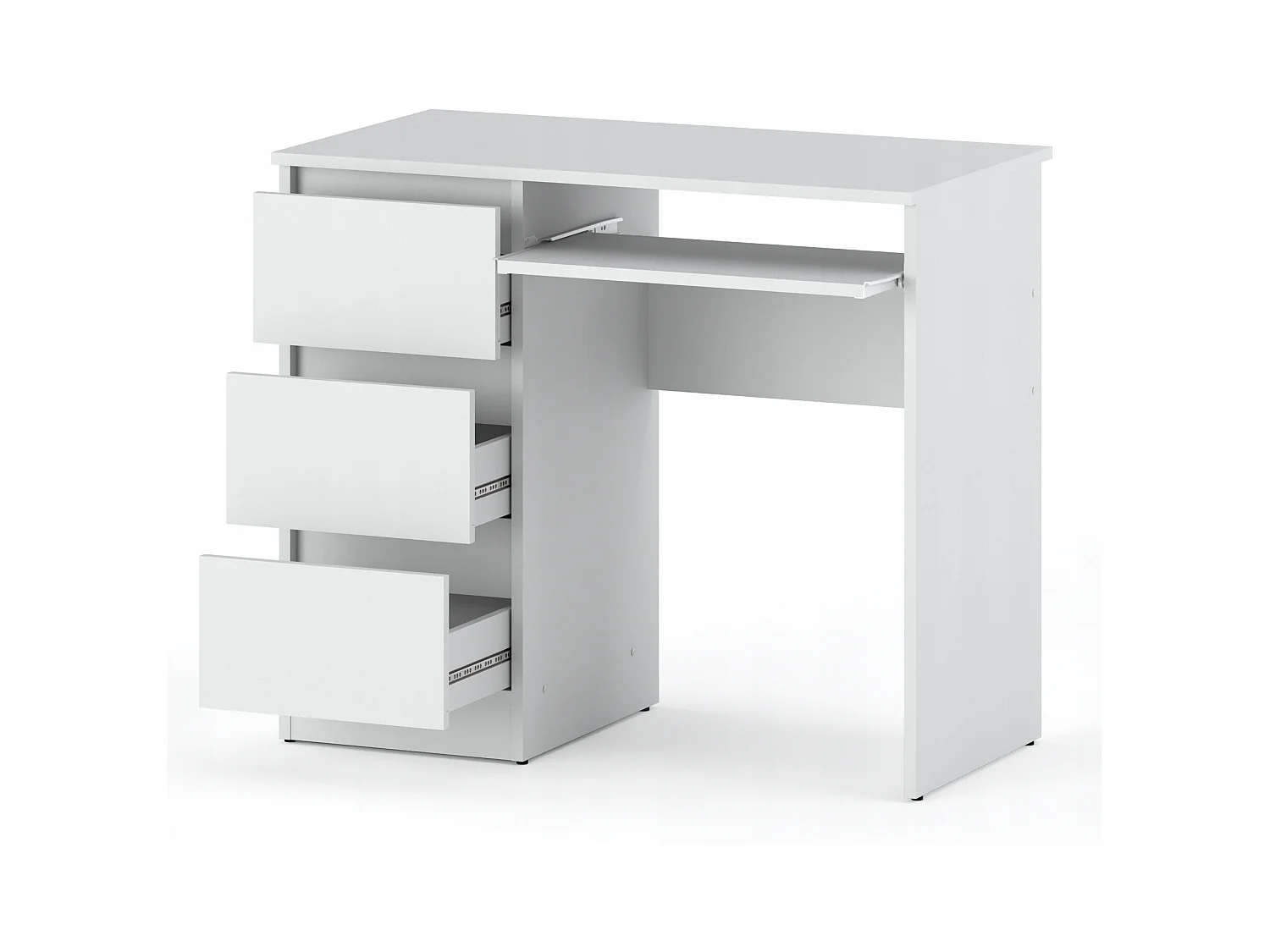 Bureau d’ordinateur -scolaire - gaming à 3 tiroirs –  Blanc mat 90x50x77 cm