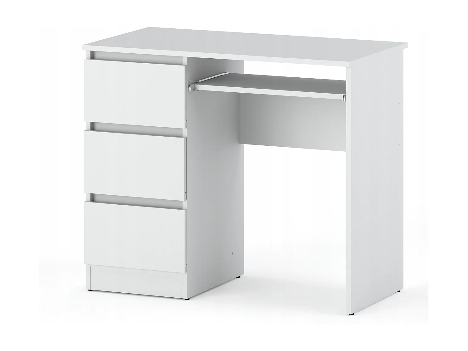 Bureau d’ordinateur -scolaire - gaming à 3 tiroirs –  Blanc mat 90x50x77 cm