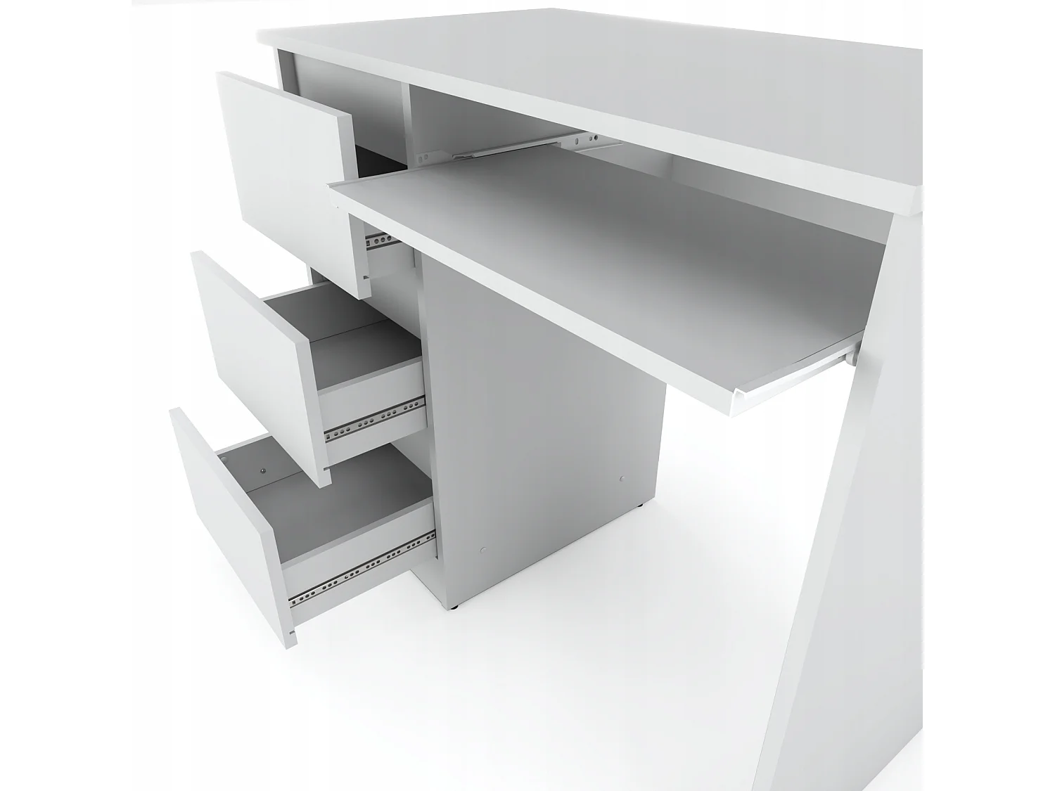 Bureau d’ordinateur -scolaire - gaming à 3 tiroirs –  Blanc mat 90x50x77 cm