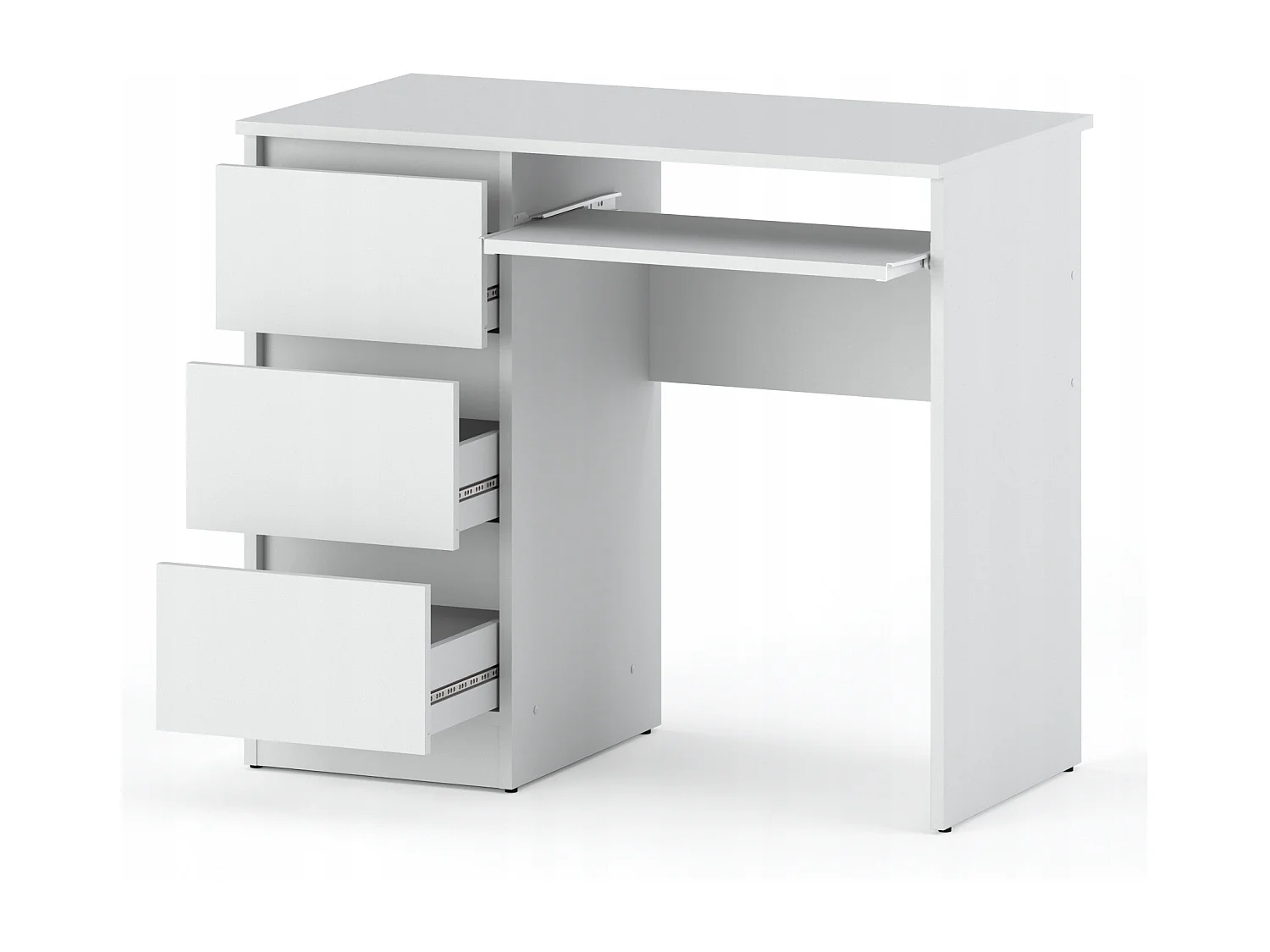 Bureau d’ordinateur -scolaire - gaming à 3 tiroirs –  Blanc mat 90x50x77 cm