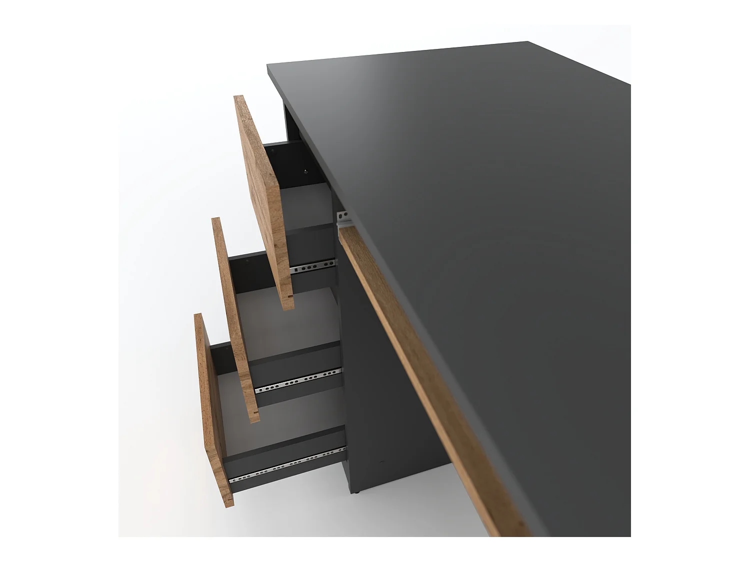Bureau d’ordinateur -scolaire- gaming à 3 tiroirs – Gris Chêne Wotan 90x50x77 cm