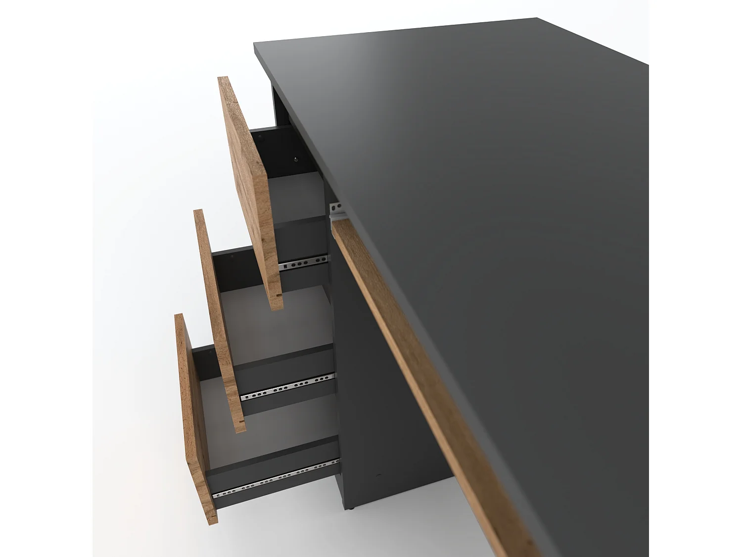 Bureau d’ordinateur -scolaire- gaming à 3 tiroirs – Gris Chêne Wotan 90x50x77 cm