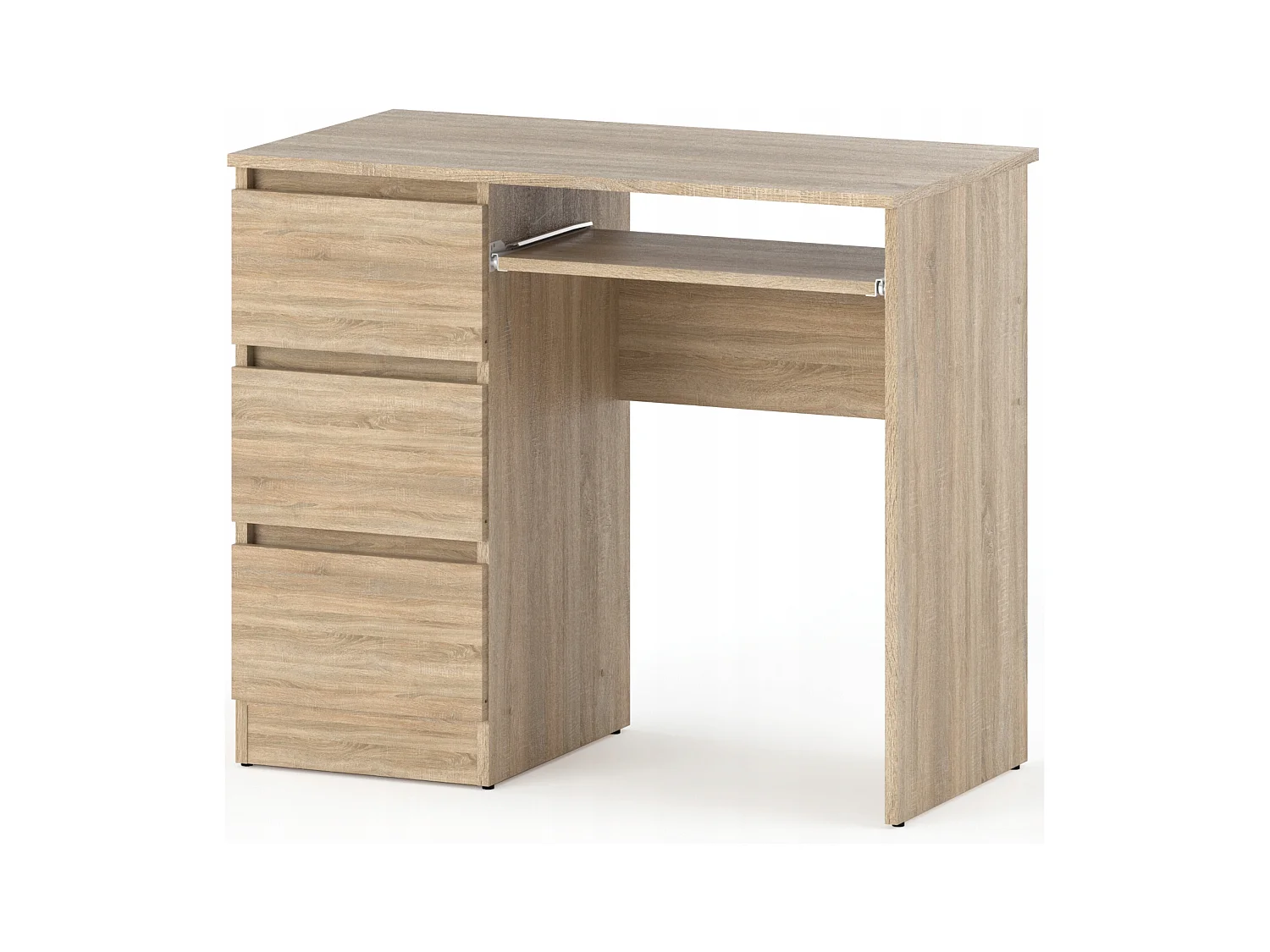 Bureau d’ordinateur -scolaire - gaming à 3 tiroirs –  Chêne Sonoma 90x50x77 cm