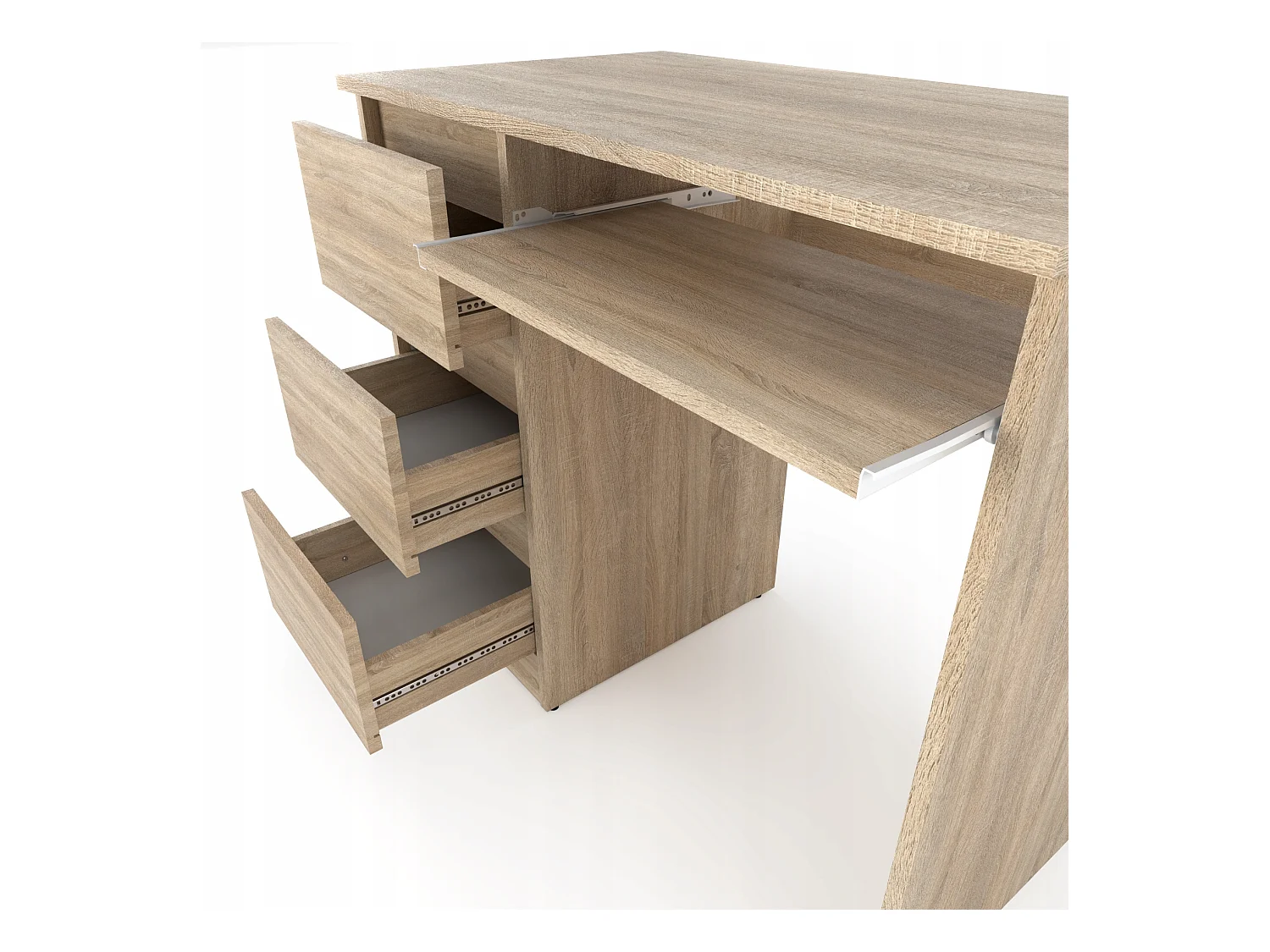 Bureau d’ordinateur -scolaire - gaming à 3 tiroirs –  Chêne Sonoma 90x50x77 cm