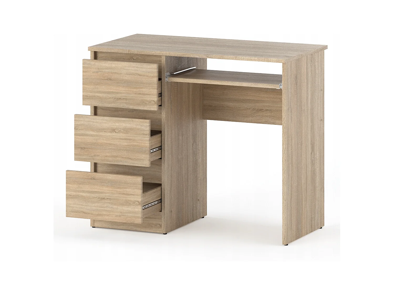 Bureau d’ordinateur -scolaire - gaming à 3 tiroirs –  Chêne Sonoma 90x50x77 cm