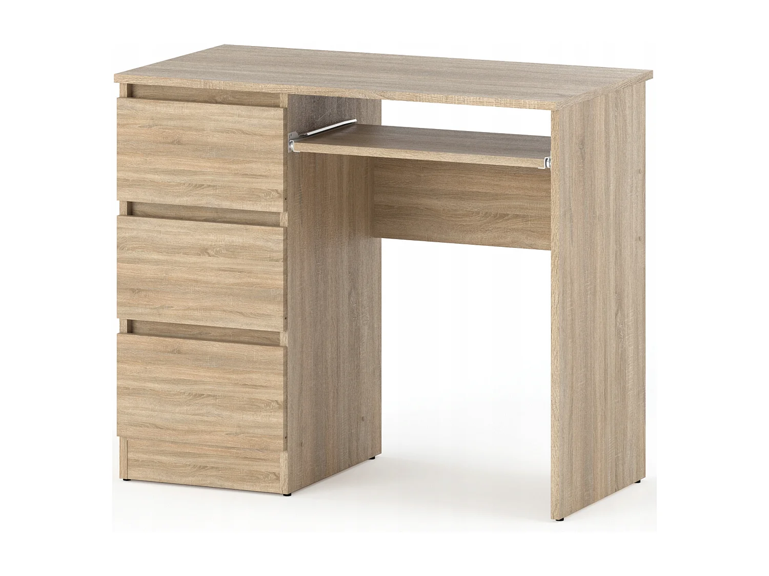 Bureau d’ordinateur -scolaire - gaming à 3 tiroirs –  Chêne Sonoma 90x50x77 cm