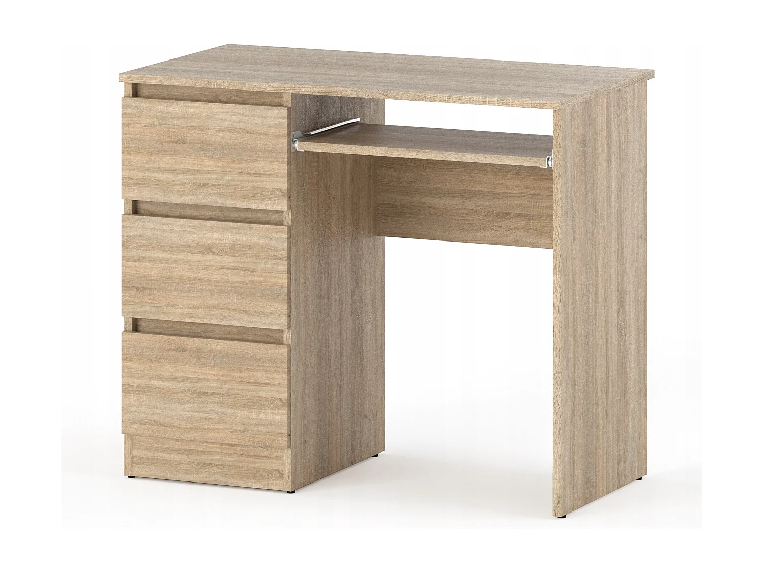 Bureau d’ordinateur -scolaire - gaming à 3 tiroirs –  Chêne Sonoma 90x50x77 cm