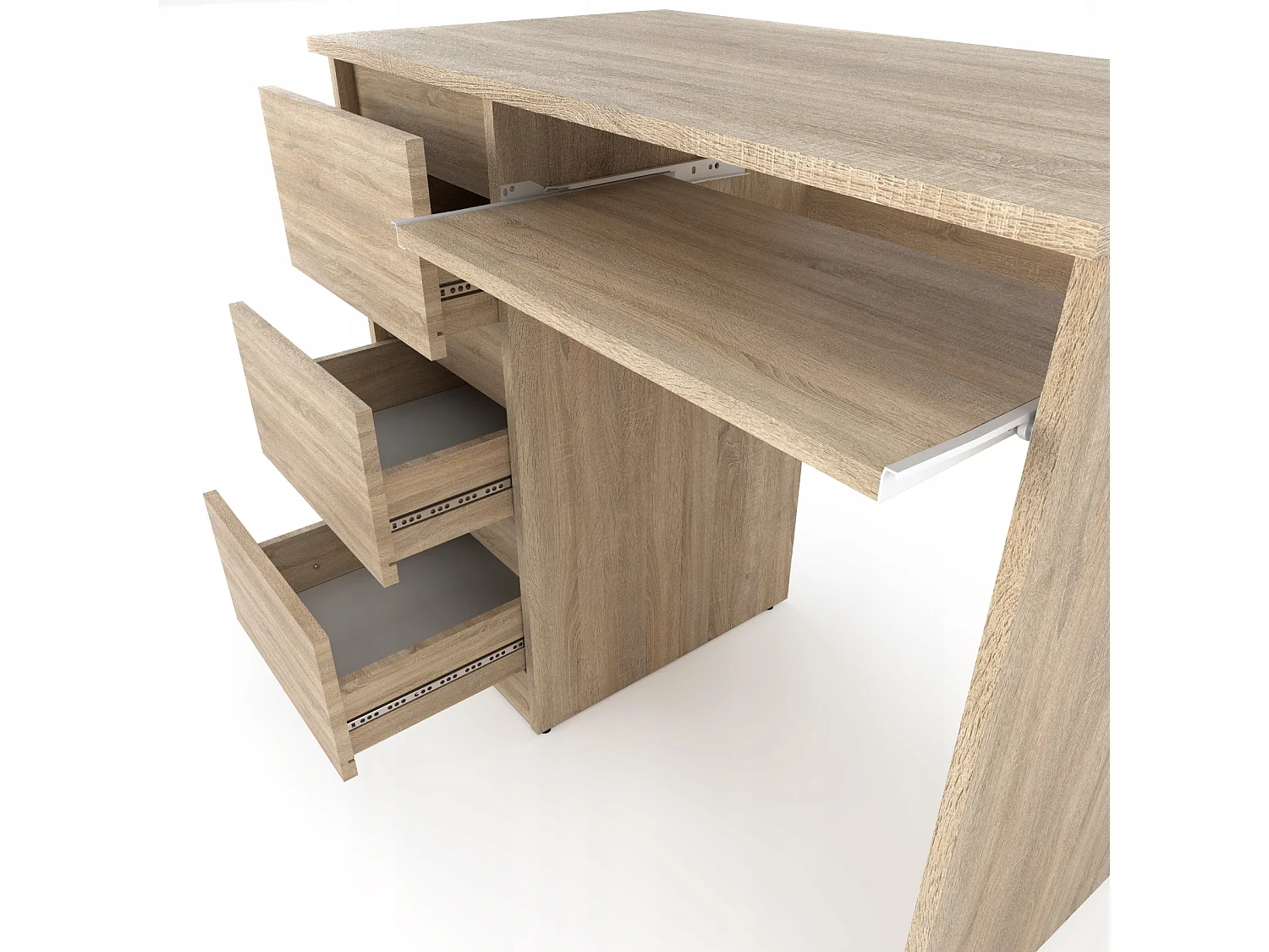 Bureau d’ordinateur -scolaire - gaming à 3 tiroirs –  Chêne Sonoma 90x50x77 cm