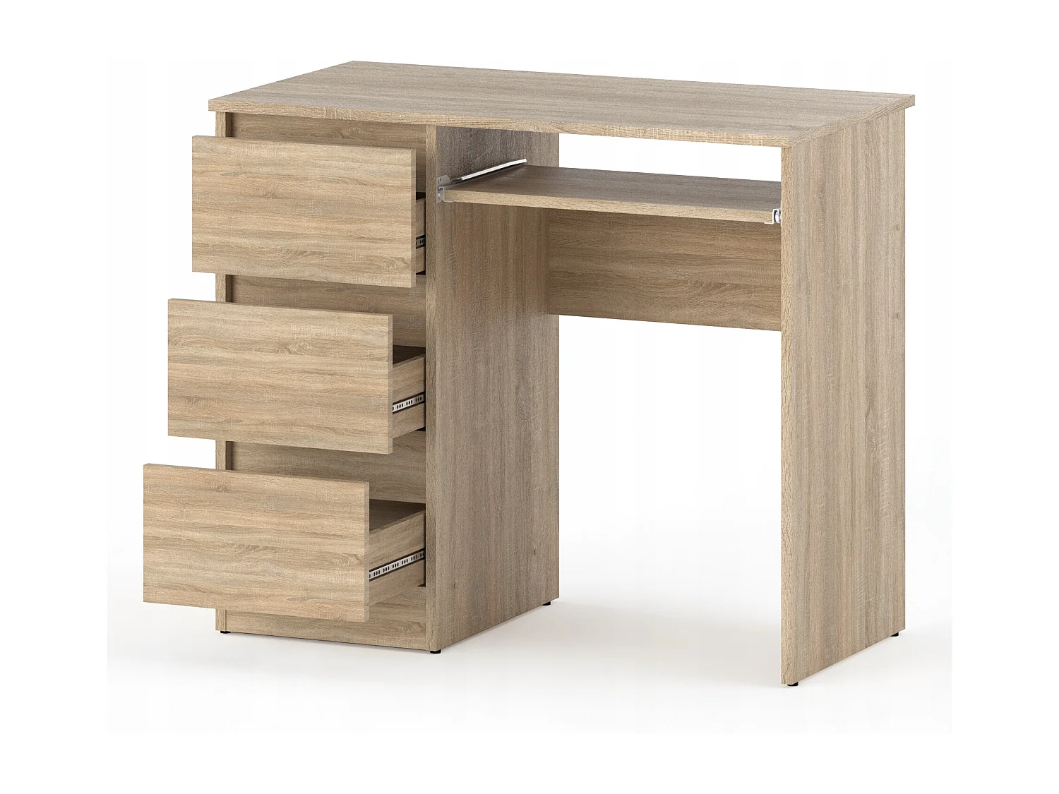 Bureau d’ordinateur -scolaire - gaming à 3 tiroirs –  Chêne Sonoma 90x50x77 cm