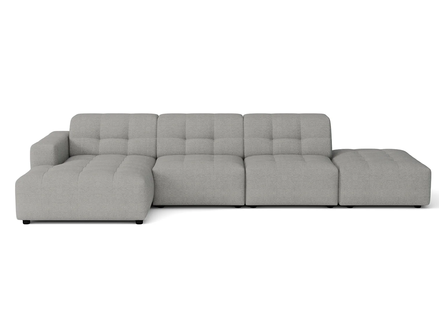 Canapé d’angle gauche avec pouf Bergamo B– tissu Raven 7 gris, 341×166×70 cm