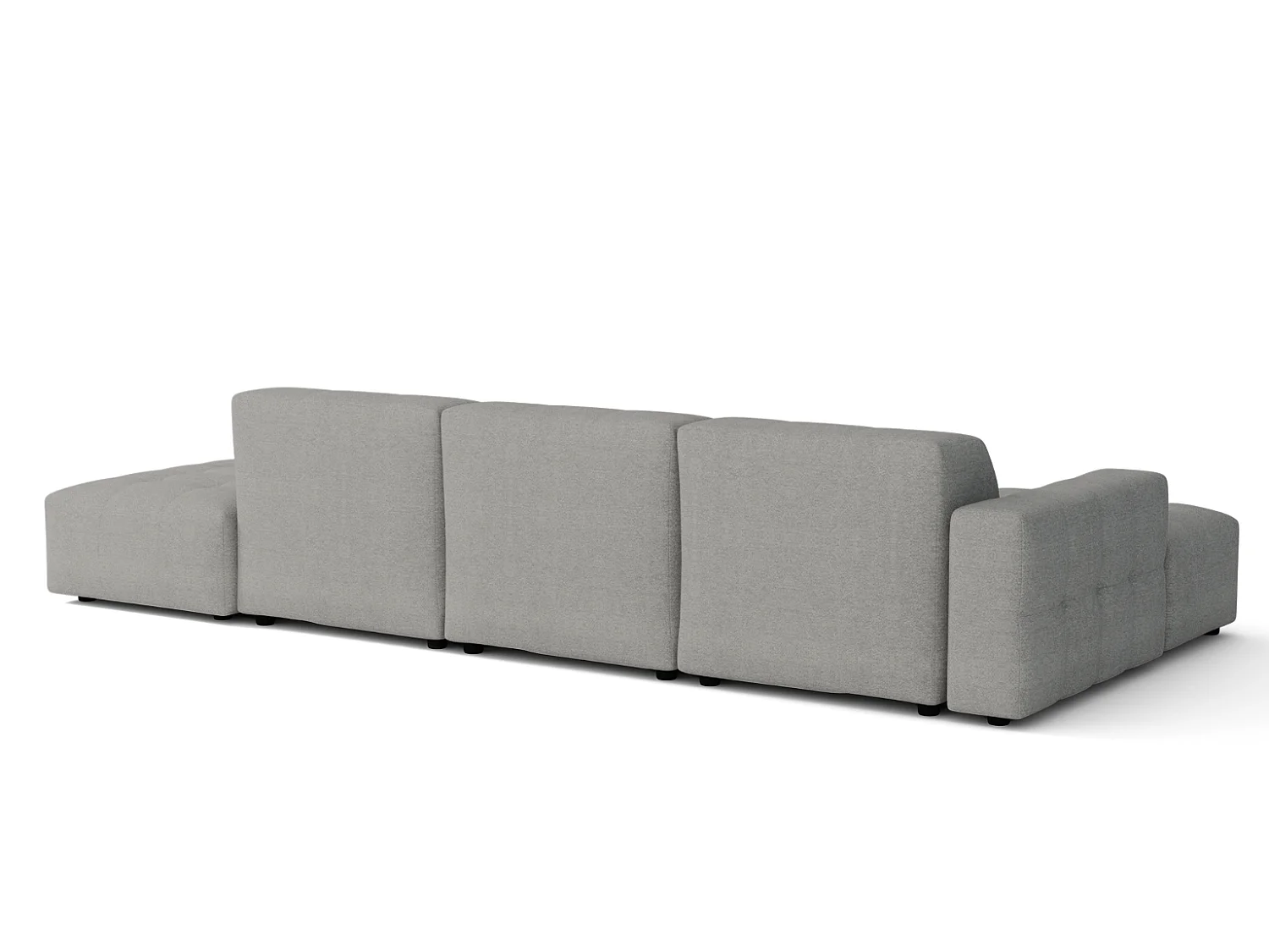 Canapé d’angle gauche avec pouf Bergamo B– tissu Raven 7 gris, 341×166×70 cm