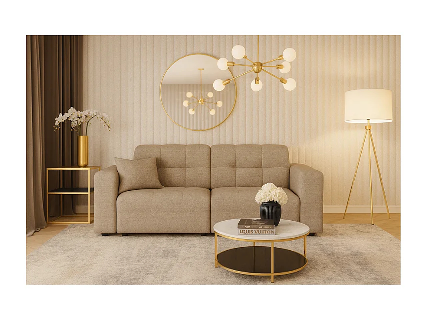 Bergamo Canapé 2 places – tissu Raven 30 beige, 204×102×70 cm