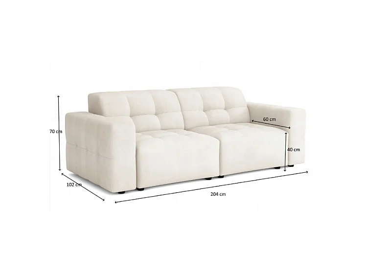 Bergamo Canapé 2 places – tissu Raven 30 beige, 204×102×70 cm
