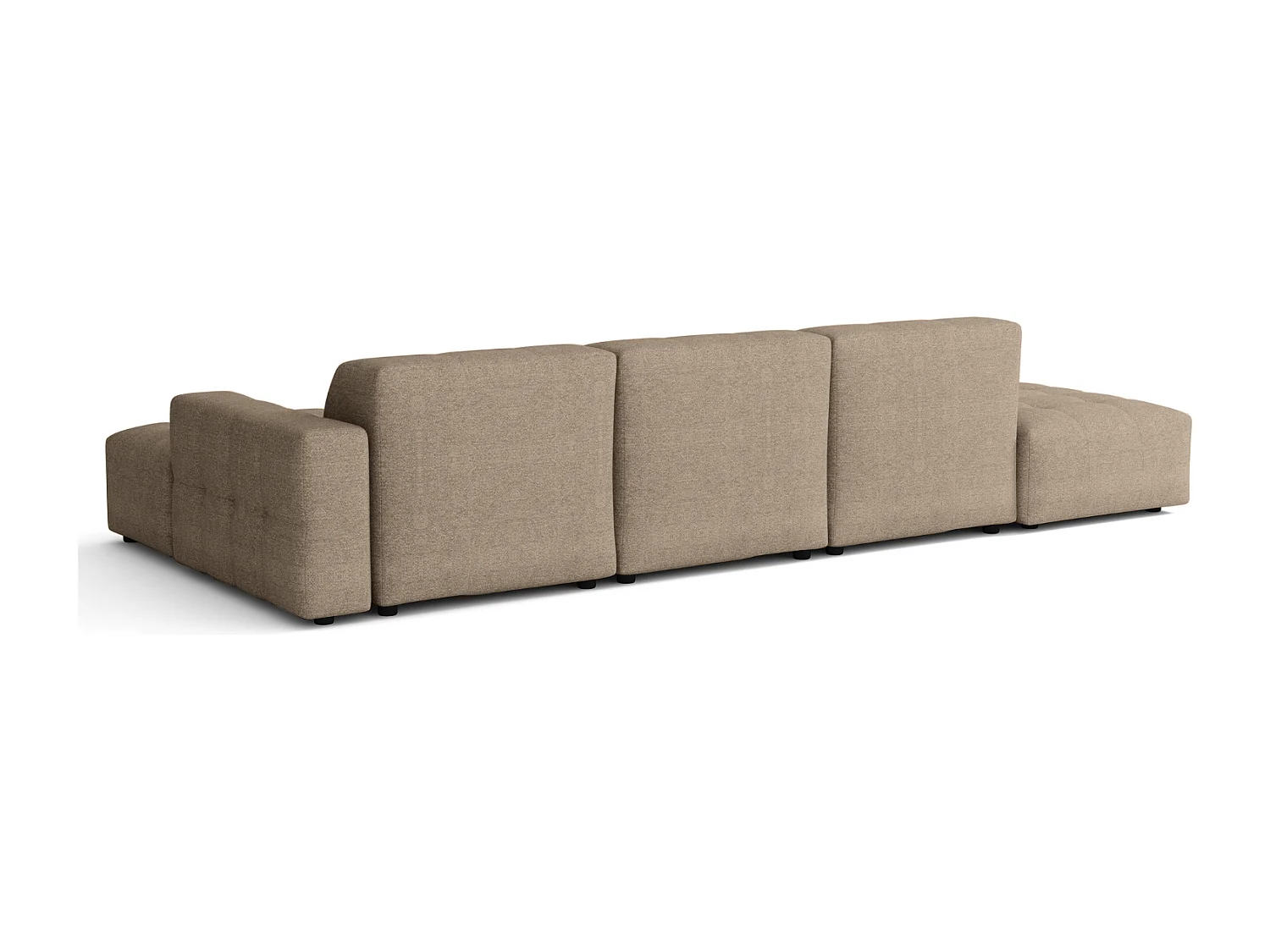 Canapé d’angle droit avec pouf Bergamo B– tissu Raven 30 beige, 341×166×70 cm