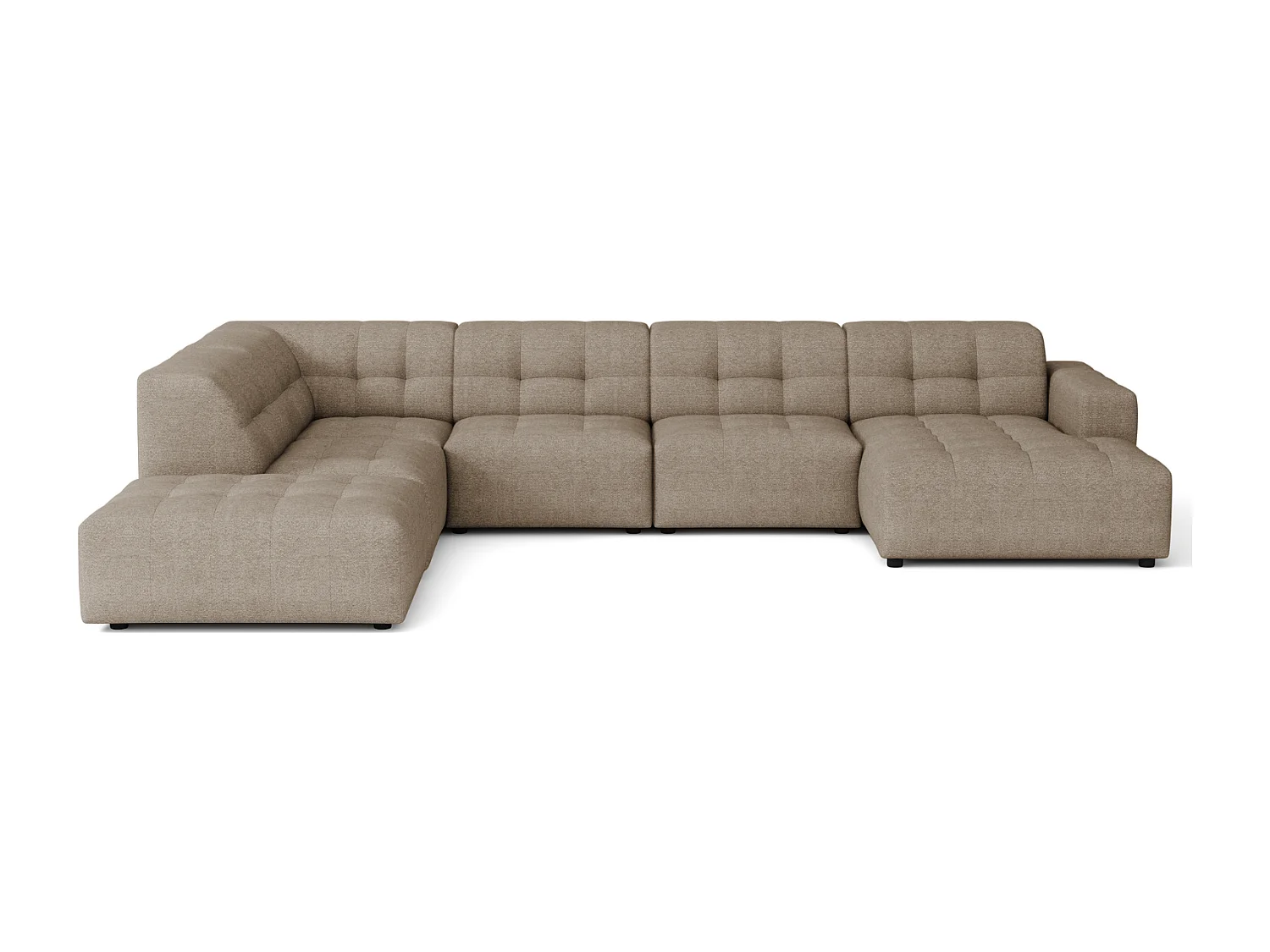 Canapé d’angle droit avec pouf Bergamo C– tissu Raven 30 beige,  364×262×70 cm