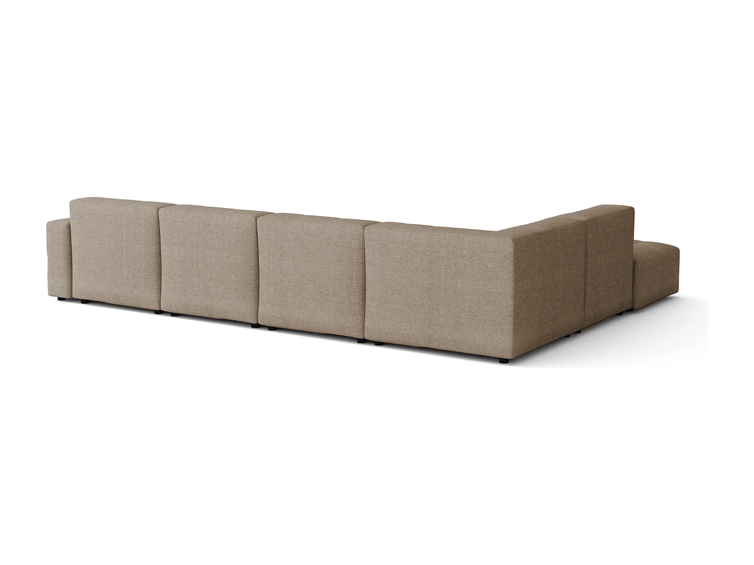Canapé d’angle droit avec pouf Bergamo C– tissu Raven 30 beige,  364×262×70 cm