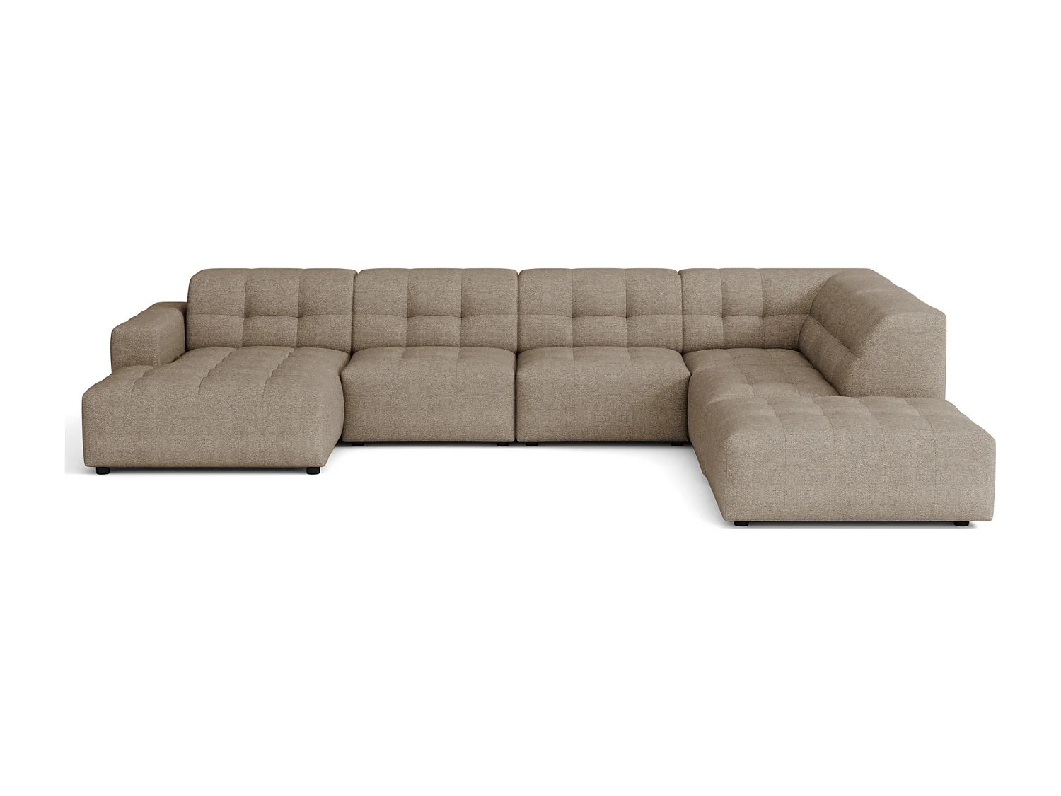 Canapé d’angle gauche avec pou fBergamo C – tissu Raven 30 beige,  364×262×70 cm