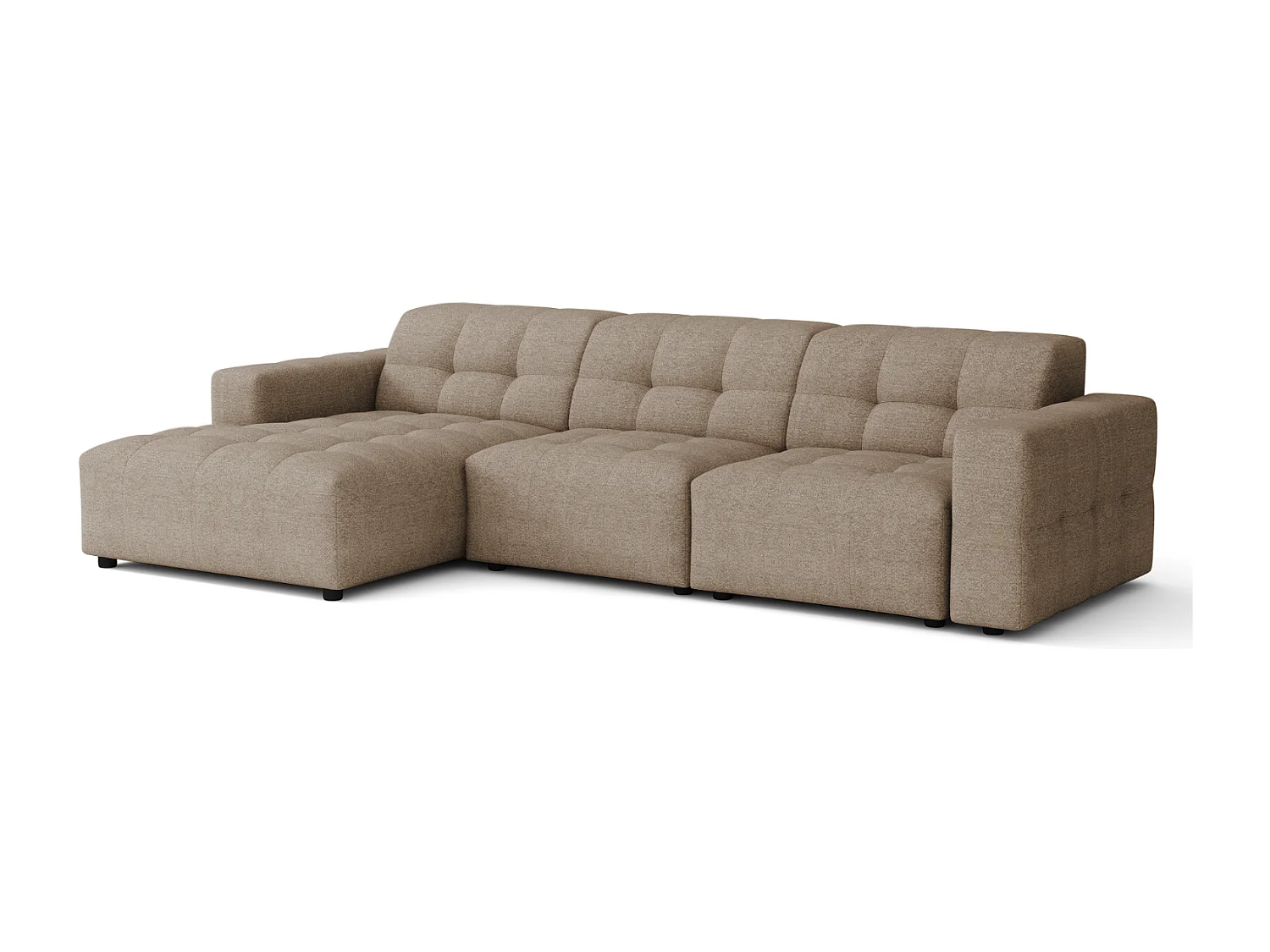 Canapé d’angle Bergamo A– angle gauche, tissu Raven 30 beige, 284×166×70 cm