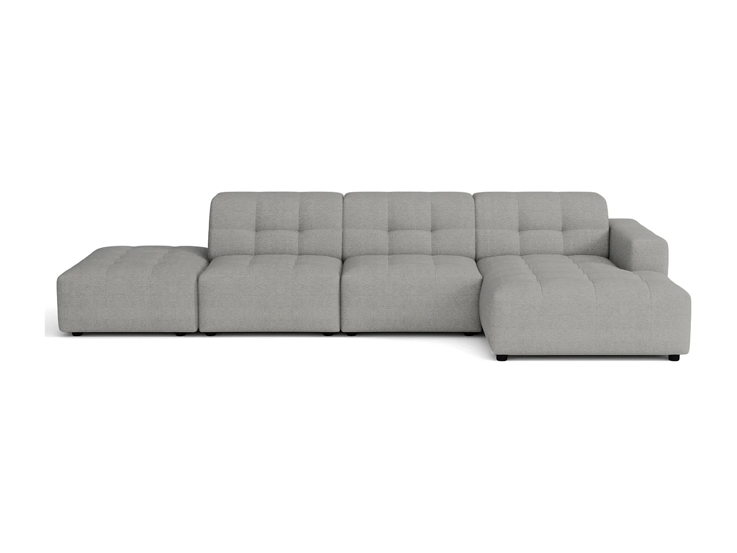 Canapé d’angle droit avec pou Bergamo B – tissu Raven 7 gris, 341×166×70 cm