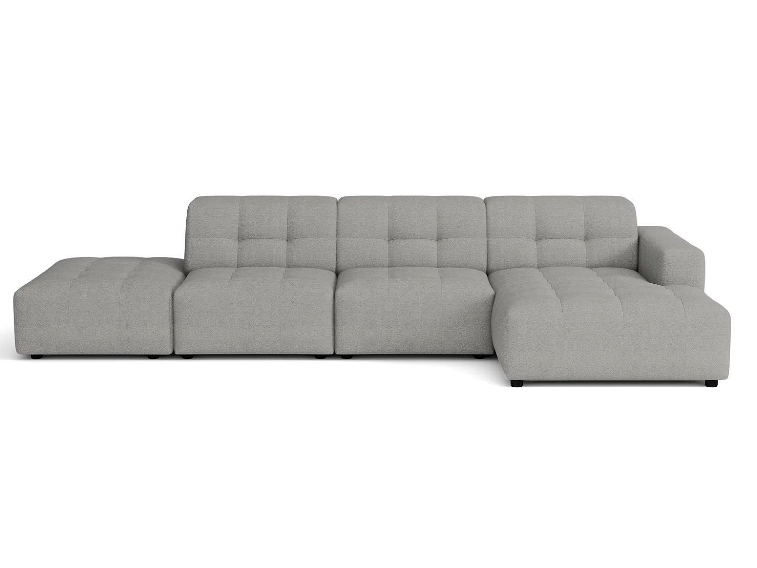 Canapé d’angle droit avec pou Bergamo B – tissu Raven 7 gris, 341×166×70 cm