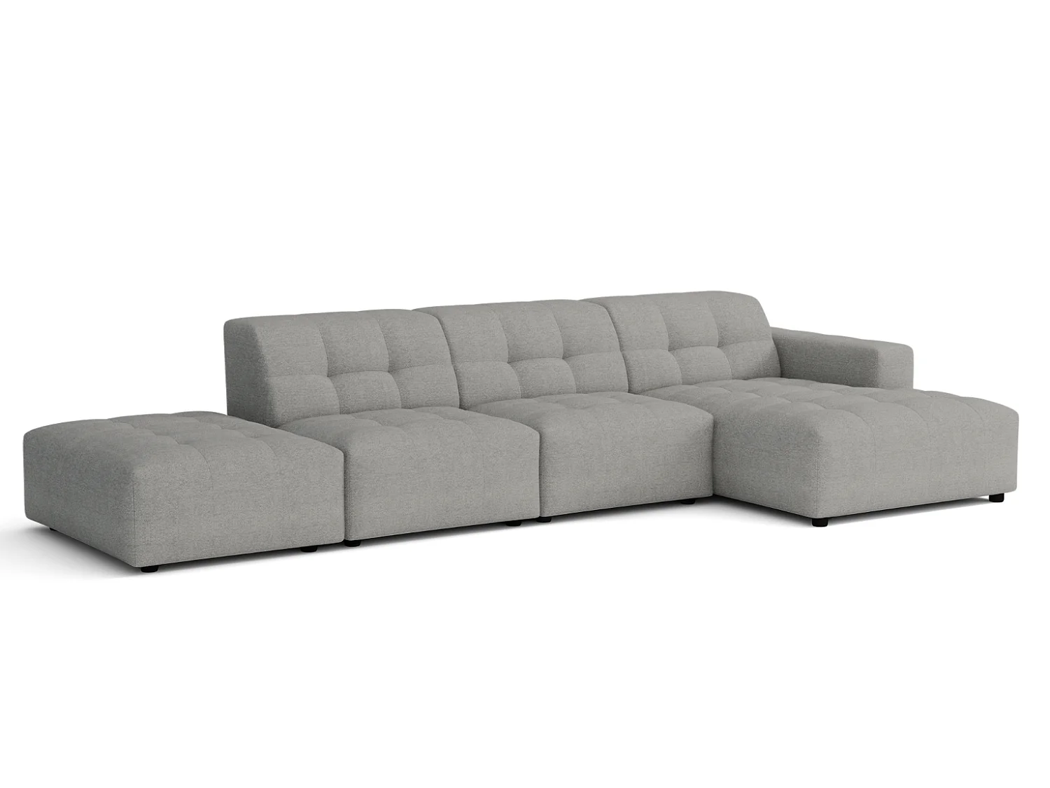 Canapé d’angle droit avec pou Bergamo B – tissu Raven 7 gris, 341×166×70 cm