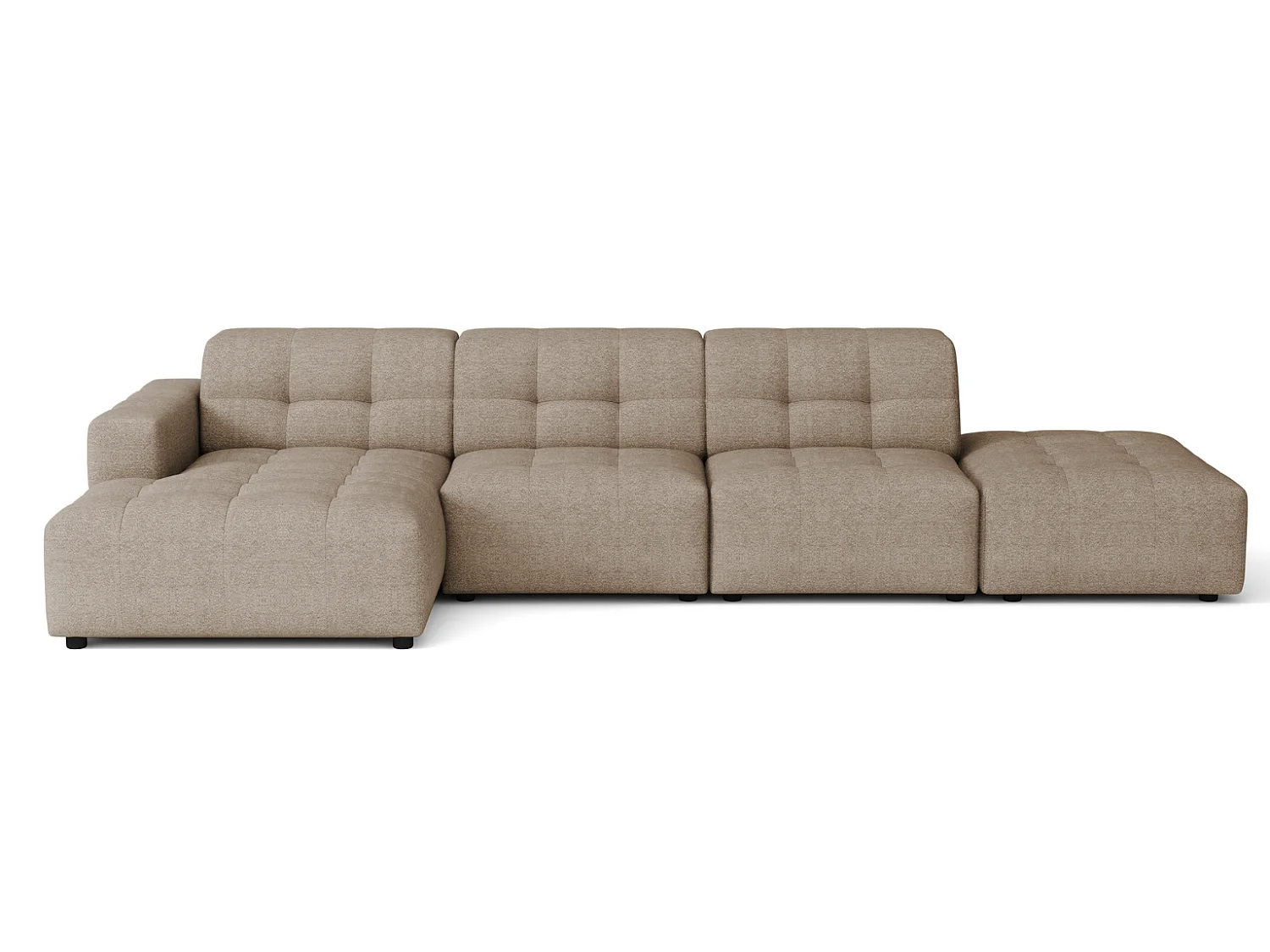 Canapé d’angle gauche avec pou fBergamo B – tissu Raven 30 beige, 341×166×70 cm