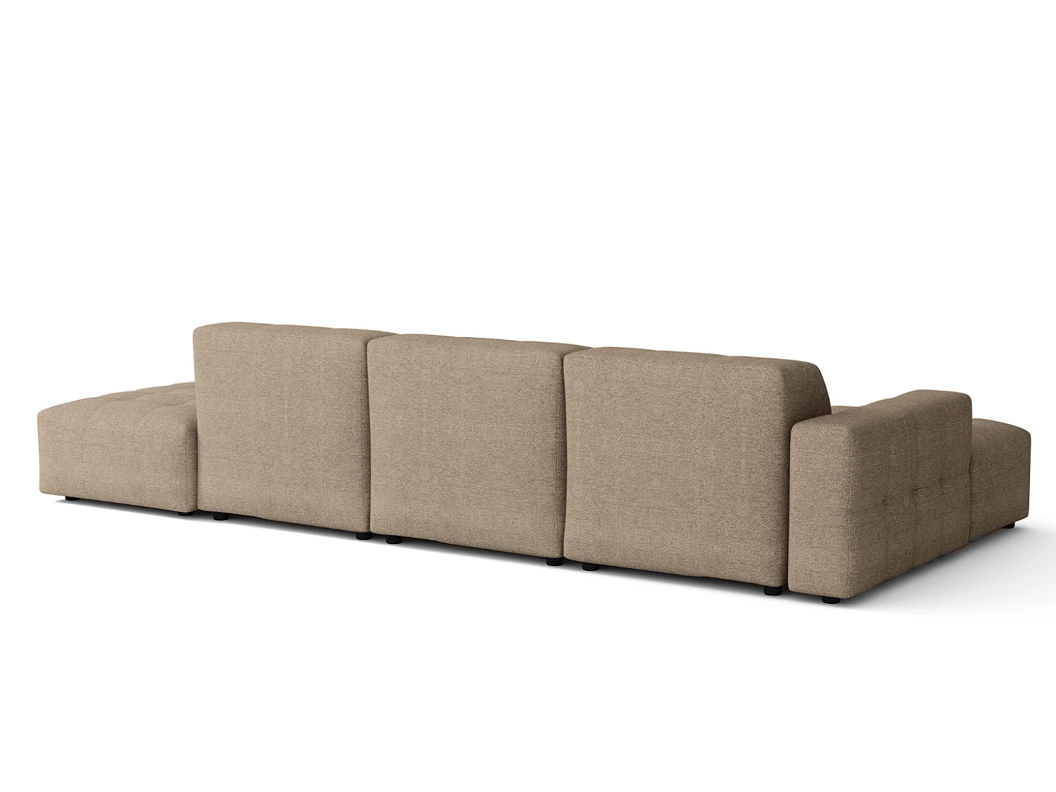Canapé d’angle gauche avec pou fBergamo B – tissu Raven 30 beige, 341×166×70 cm