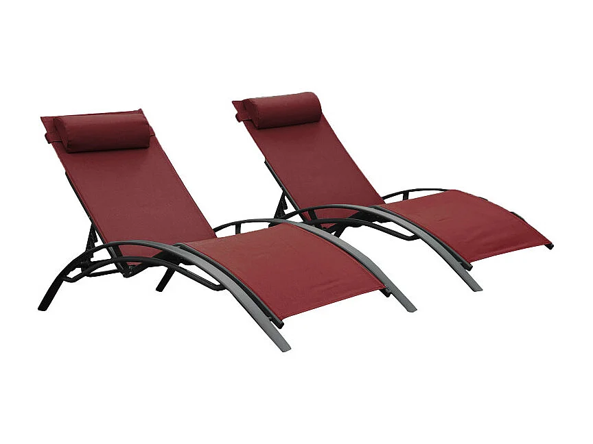 Set di 2 lettini MONACO - Rosso bordeaux (sedia sdraio)