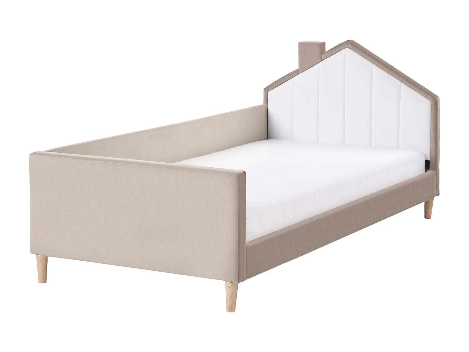 Kids Bed House Velvet KERVAN 90 x 200 cm (EU Single) Taupe