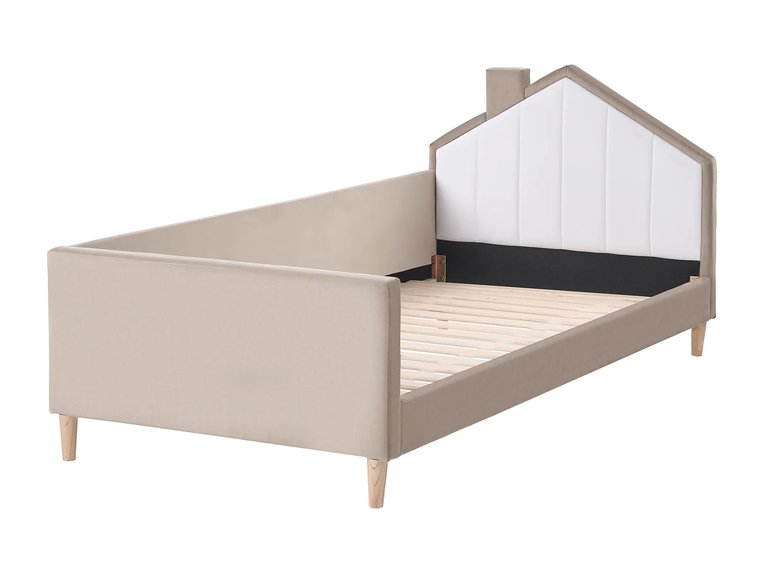 Kids Bed House Velvet KERVAN 90 x 200 cm (EU Single) Taupe