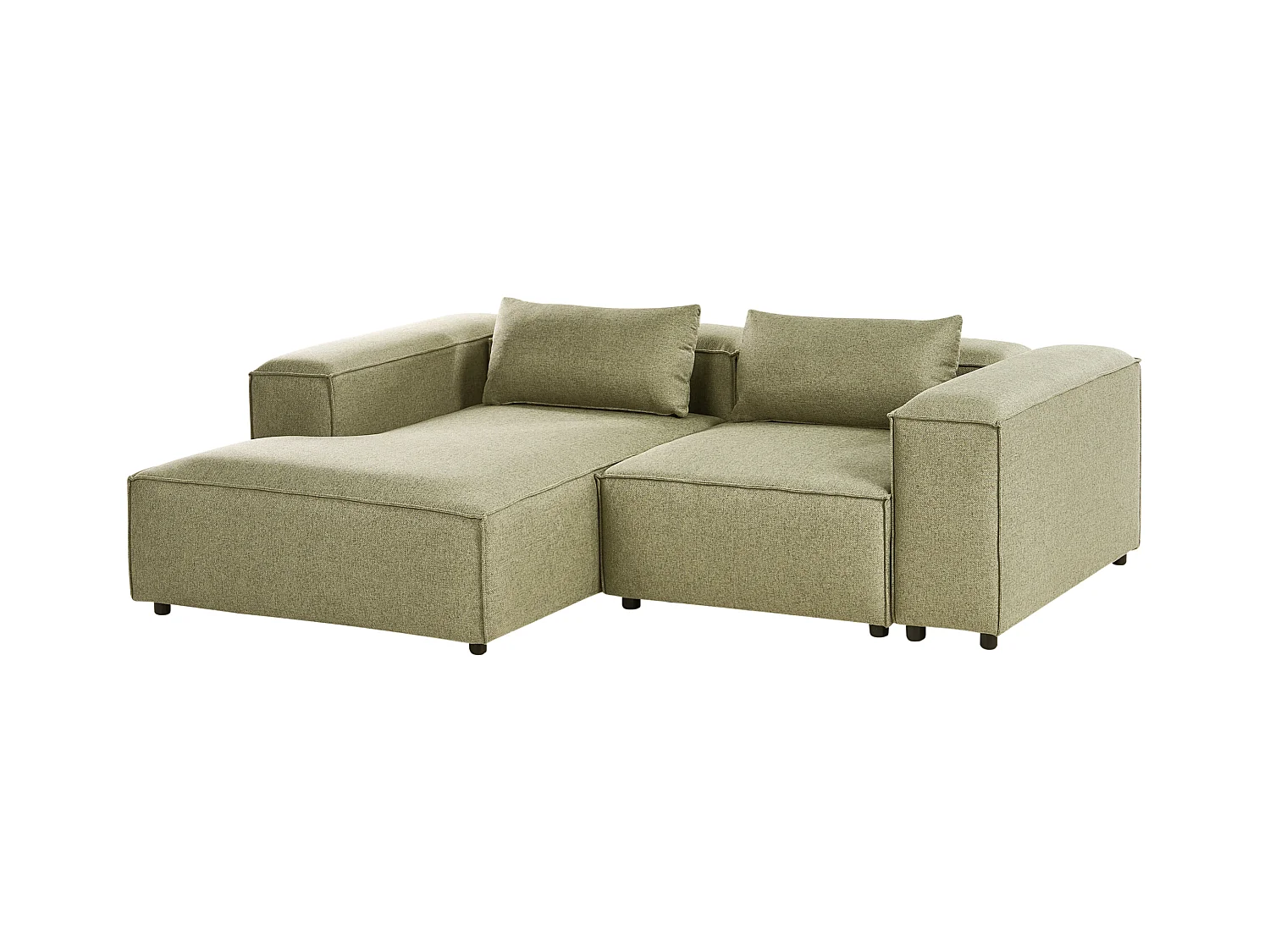 Canapé d'Angle à gauche Moderne en Tissu Modulable 3 Places avec Pouf Vert Clair Brande