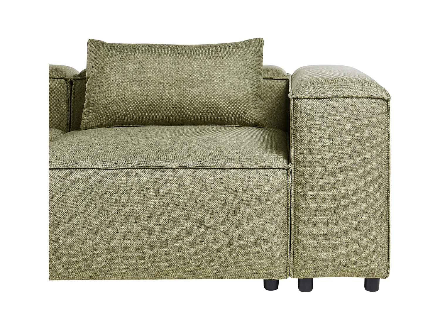 Canapé d'Angle à gauche Moderne en Tissu Modulable 3 Places avec Pouf Vert Clair Brande