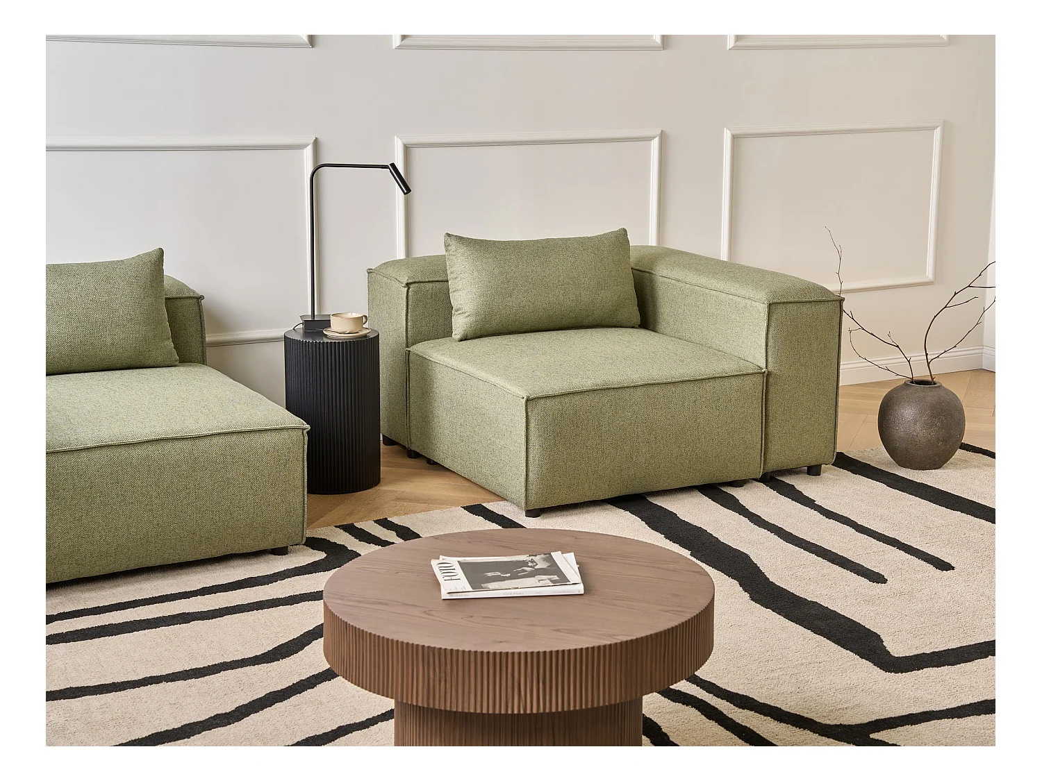 Module d'angle BRANDE Tissu Vert clair Symétrique