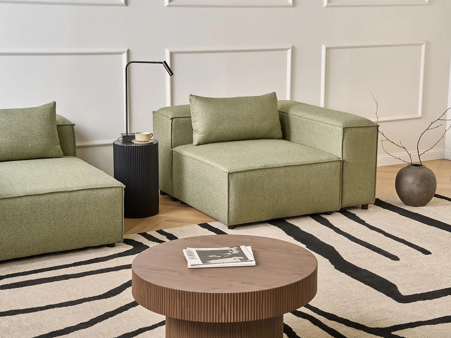 Module d'angle BRANDE Tissu Vert clair Symétrique