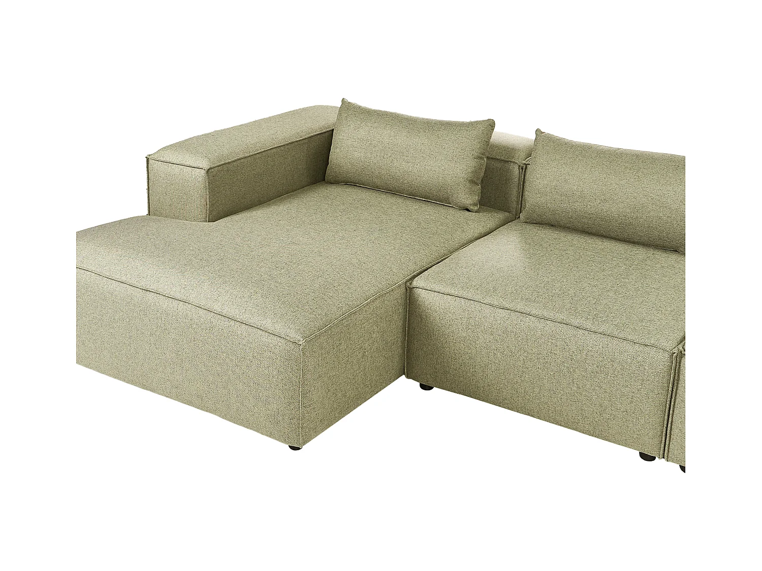 Canapé d'Angle à gauche Modulable Moderne en Tissu 4 Places avec Accoudoirs Vert Clair Brande