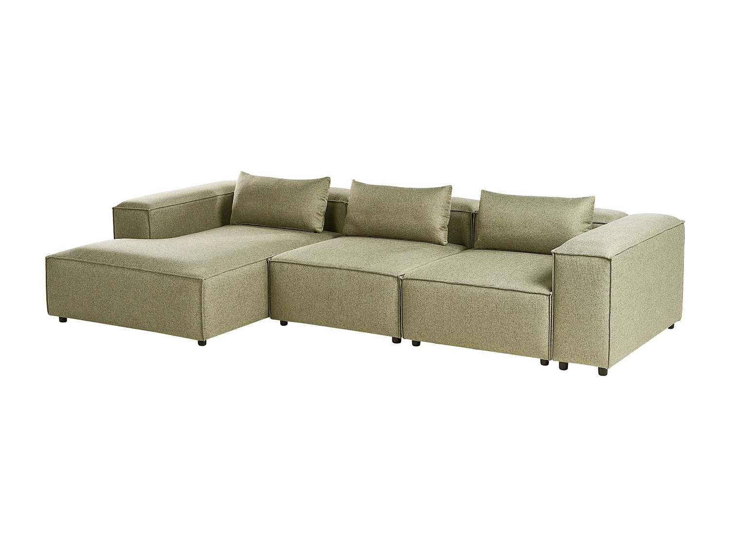 Canapé d'Angle à gauche Modulable Moderne en Tissu 4 Places avec Accoudoirs Vert Clair Brande