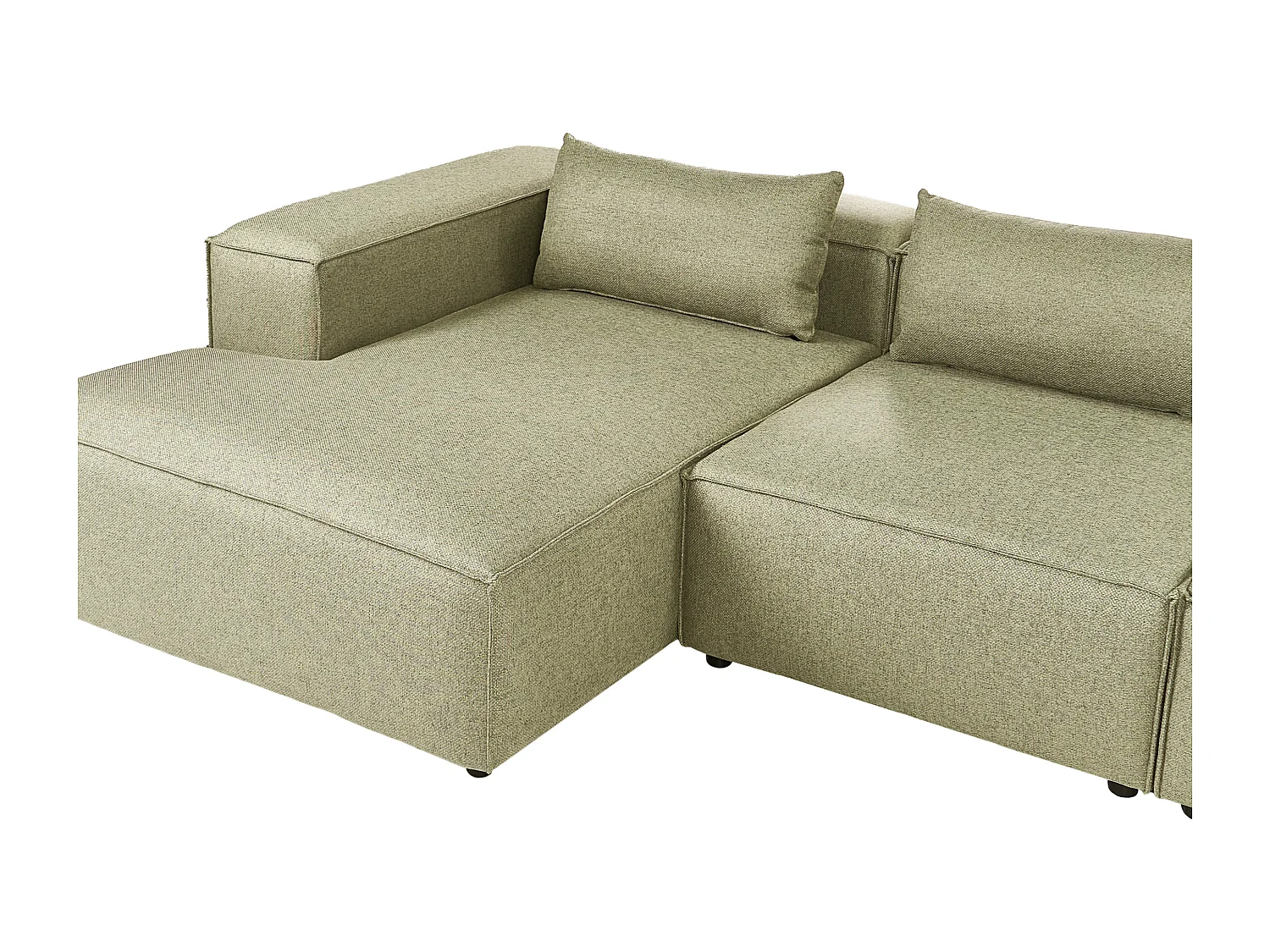 Canapé d'Angle à gauche Modulable Moderne en Tissu 4 Places avec Accoudoirs Vert Clair Brande