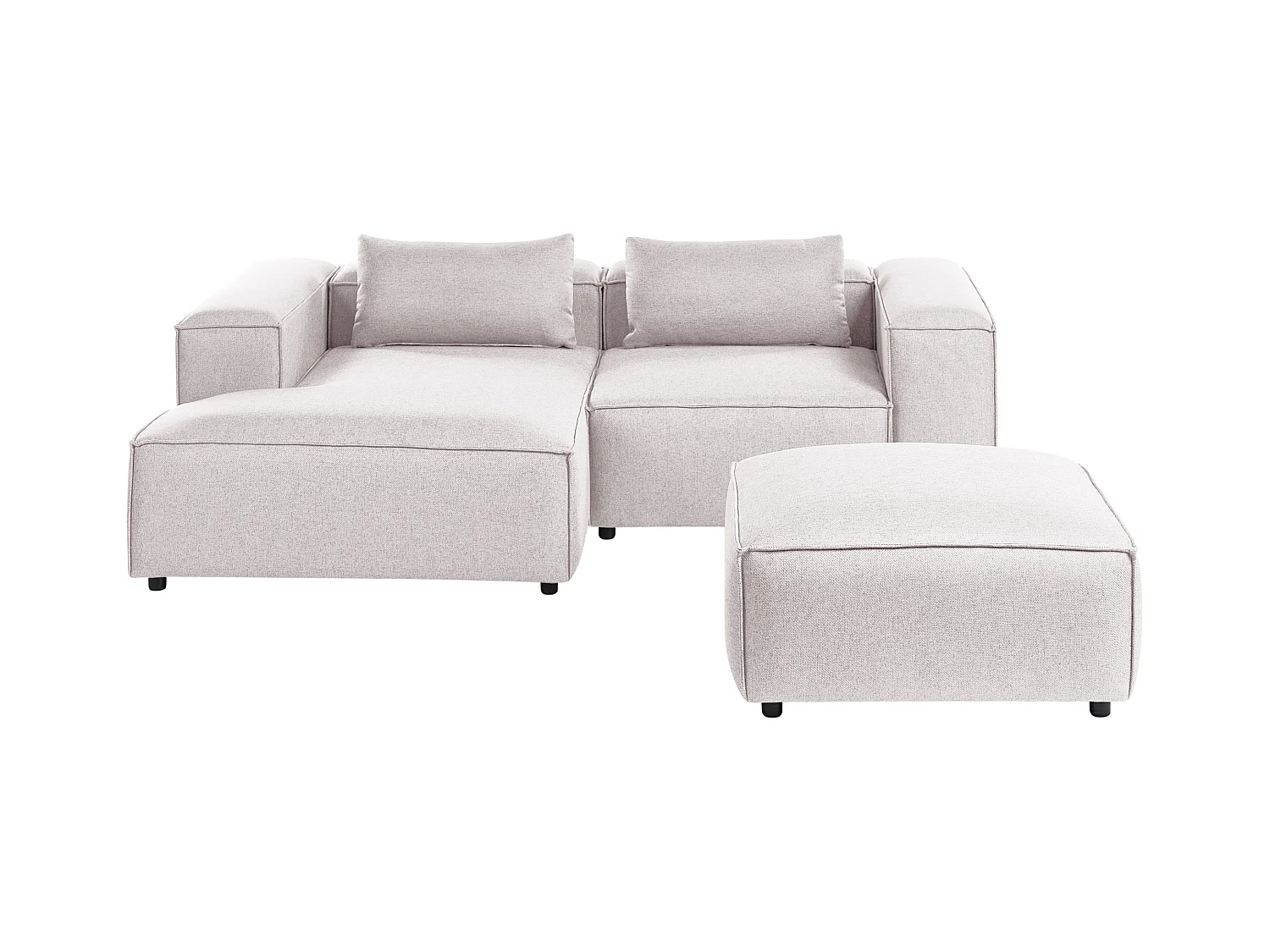 Canapé d'Angle à gauche Moderne en Tissu Modulable 3 Places avec Pouf Marron Clair Brande