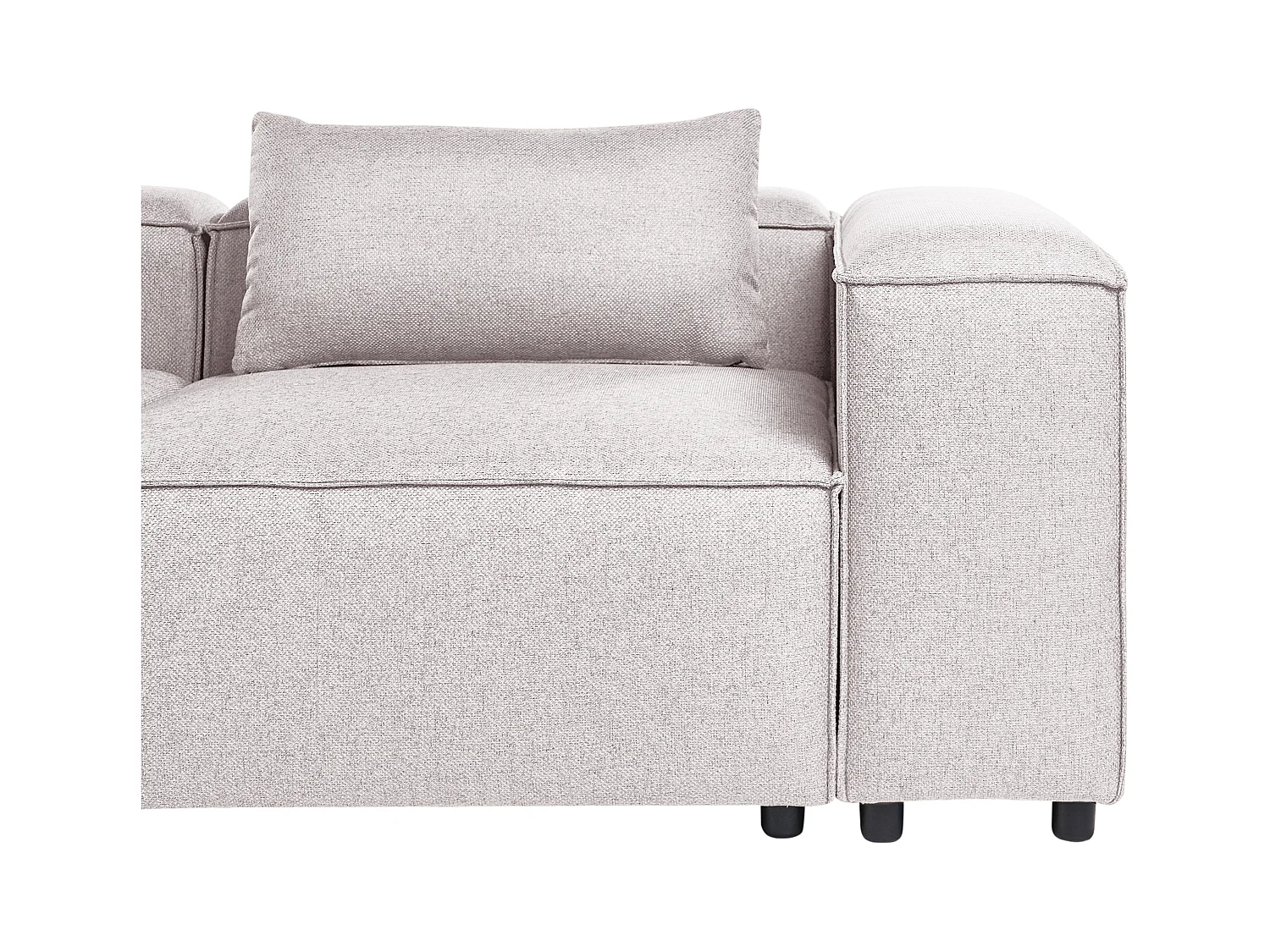 Canapé d'Angle à gauche Moderne en Tissu Modulable 3 Places avec Pouf Marron Clair Brande